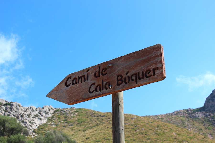 Wanderung Cala Bóquer Mallorca - Wanderschild