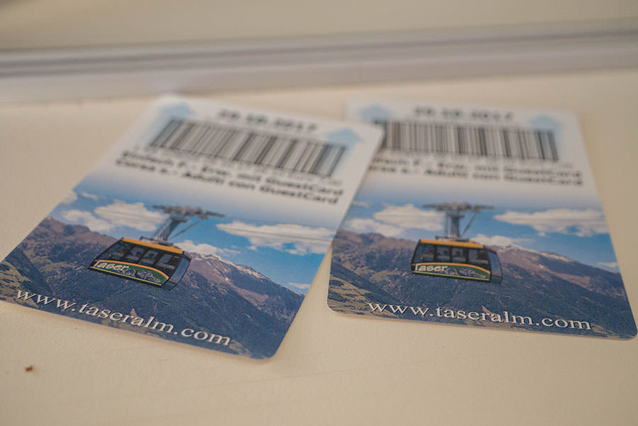 Wandern Taser in Suedtirol - Taser Bahn Tickets