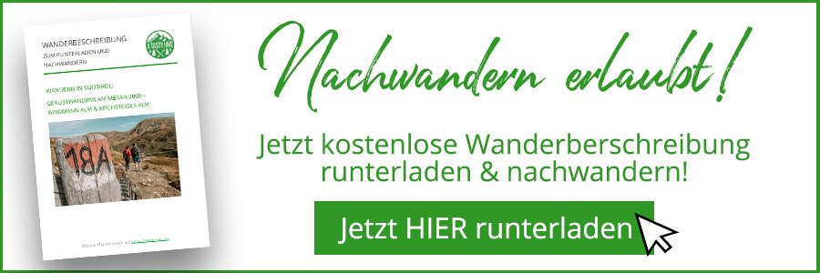 A Tasty Hike - Meran 2000 - Waidmann Alm und Kirchsteiger Alm - Genusswanderung - Wanderbeschreibung Banner