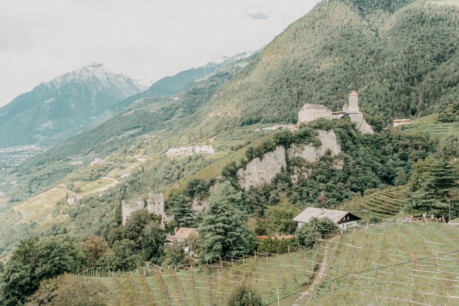 Dorf Tirol Wanderung mit Schlenker ueber den Algunder Waalweg in Suedtirol 1