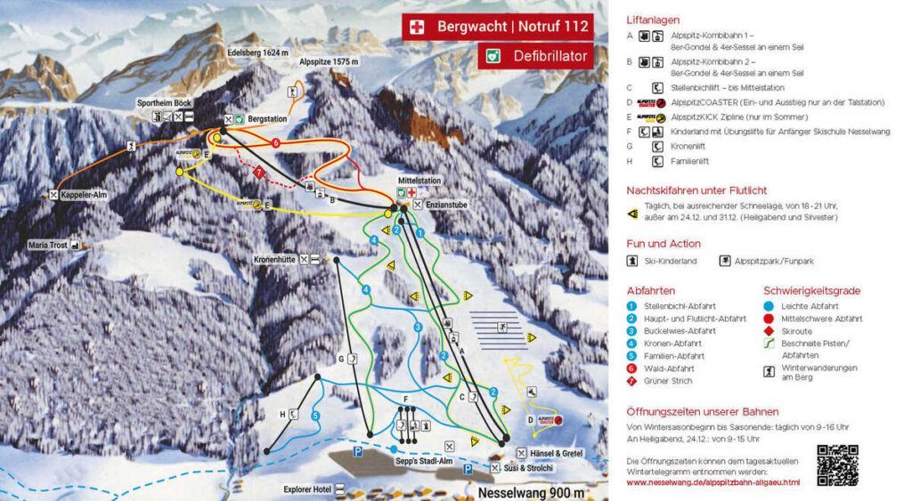 Pistenplan Alpspitz : Edelsberg - Nesselwang Allgäu