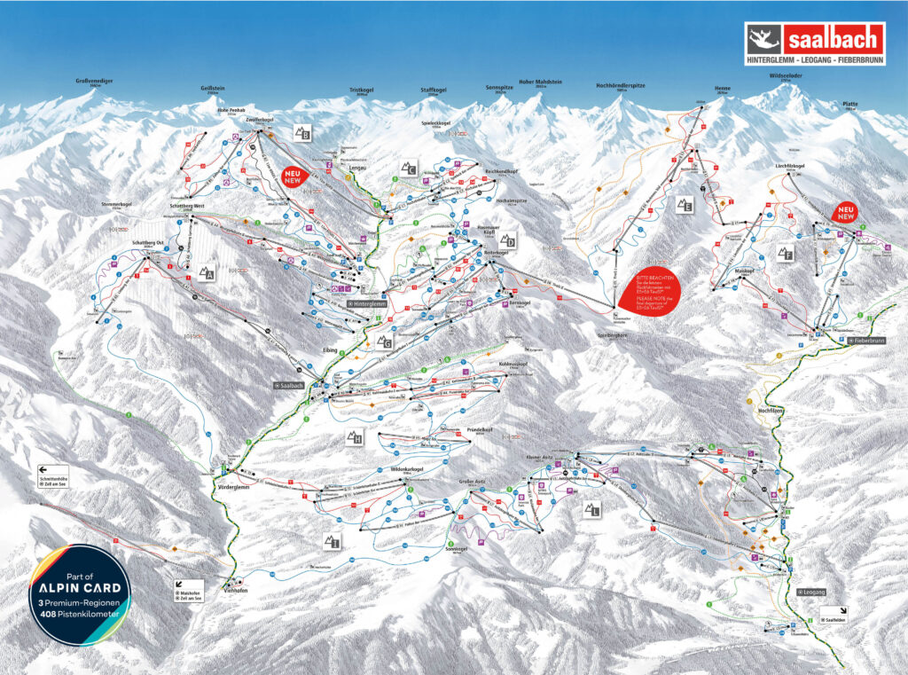 Skigebiet Saalbach Hinterglemm Österreich