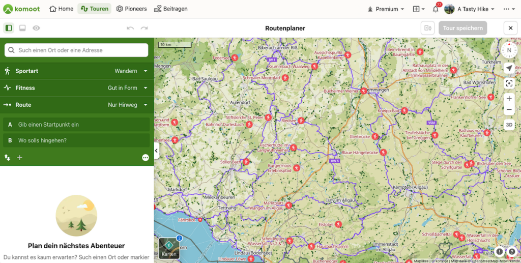 komoot Routenplanung 1