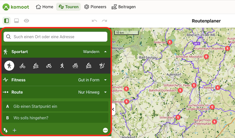 komoot Routenplanung 2